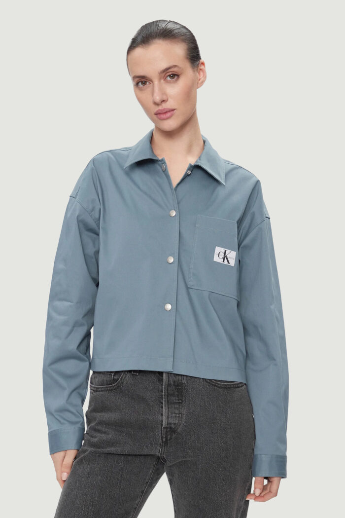Camicia manica lunga Calvin Klein RELAXED OVERSHIRT Blu Chiaro