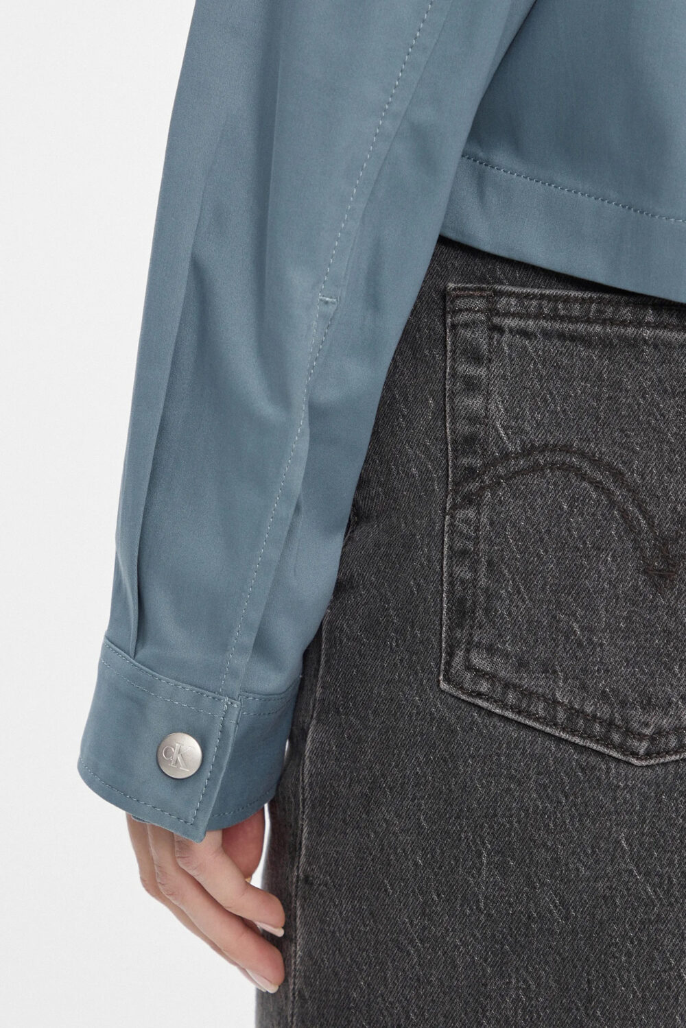 Camicia manica lunga Calvin Klein Jeans RELAXED OVERSHIRT Blu Chiaro - Foto 4