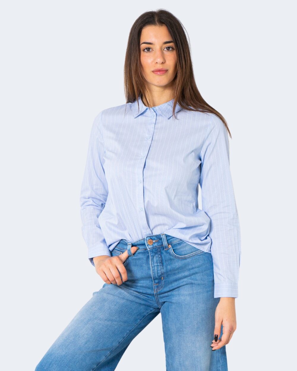 Camicia manica lunga Jacqueline de Yong JDYMIO L/S WVN NOOS Celeste - Foto 1