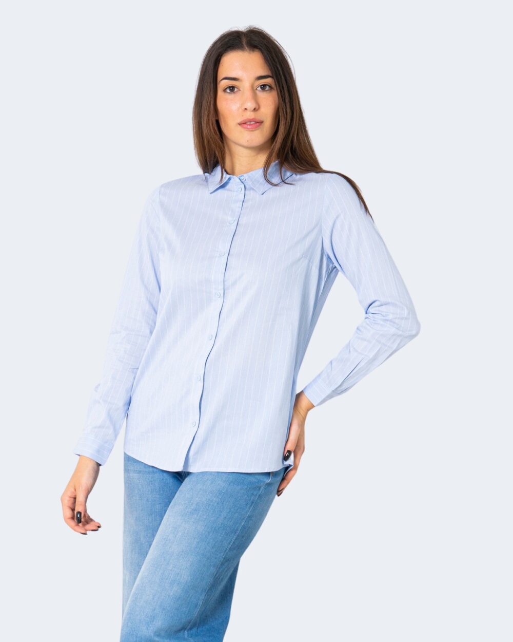 Camicia manica lunga Jacqueline de Yong JDYMIO L/S WVN NOOS Celeste - Foto 5