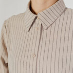 Camicia manica lunga Only Onlmette Ls Striped Wvn Beige scuro - Foto 2