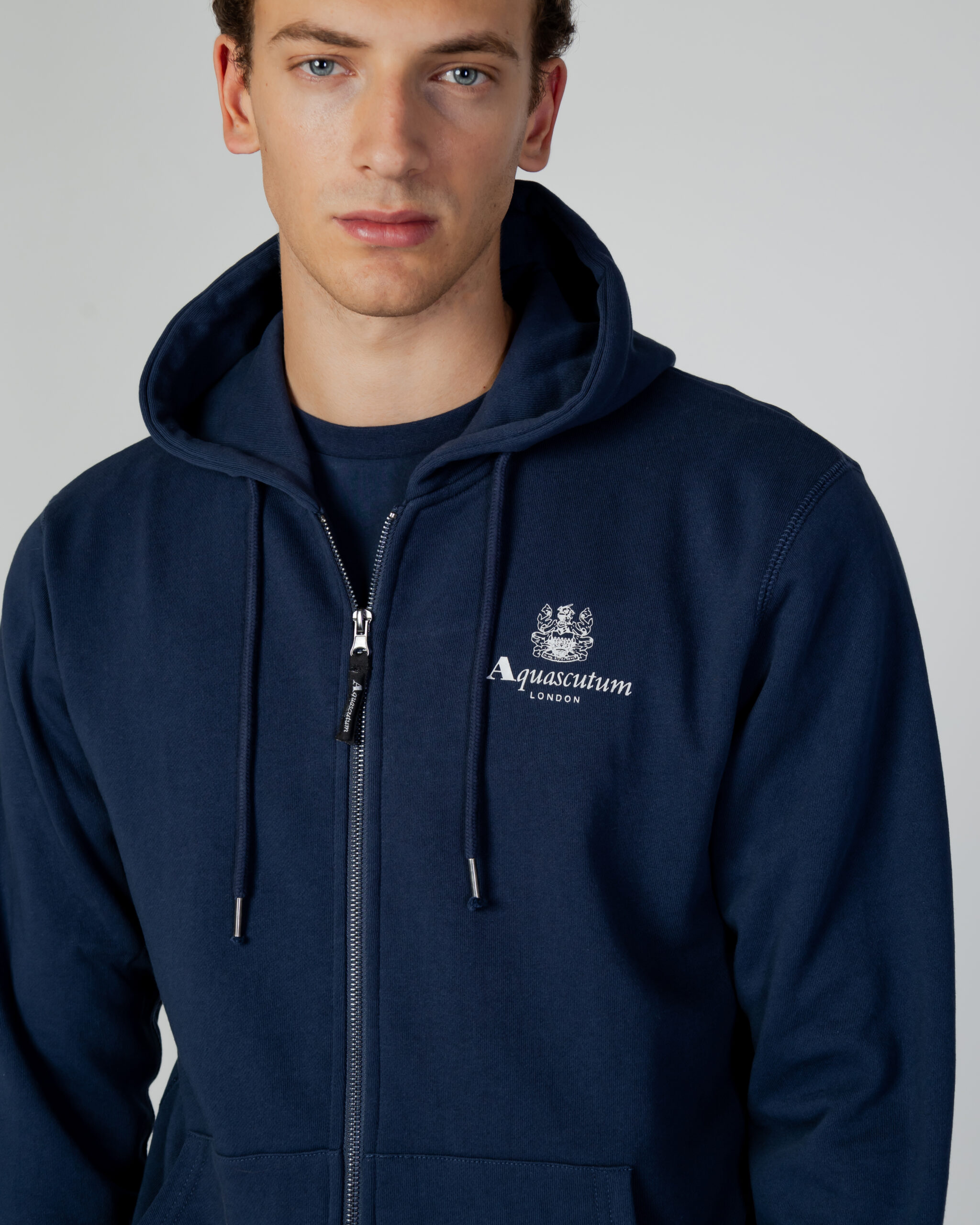 Felpa con cappuccio Aquascutum ACTIVE SMALL LOGO FULL ZIP HOODIE