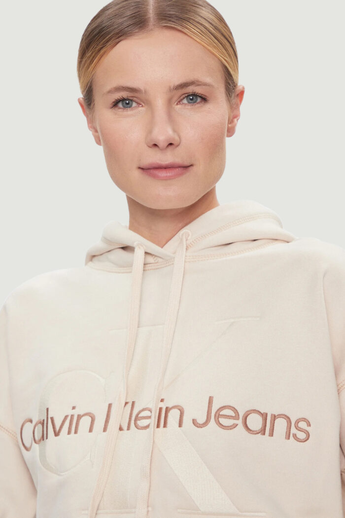 Felpa con cappuccio Calvin Klein HERO MONOLOGO Beige
