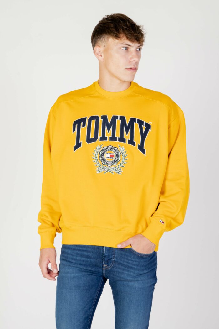 Felpa senza cappuccio Tommy Hilfiger Jeans TJM BOXY COLLEGE Giallo - Foto 1