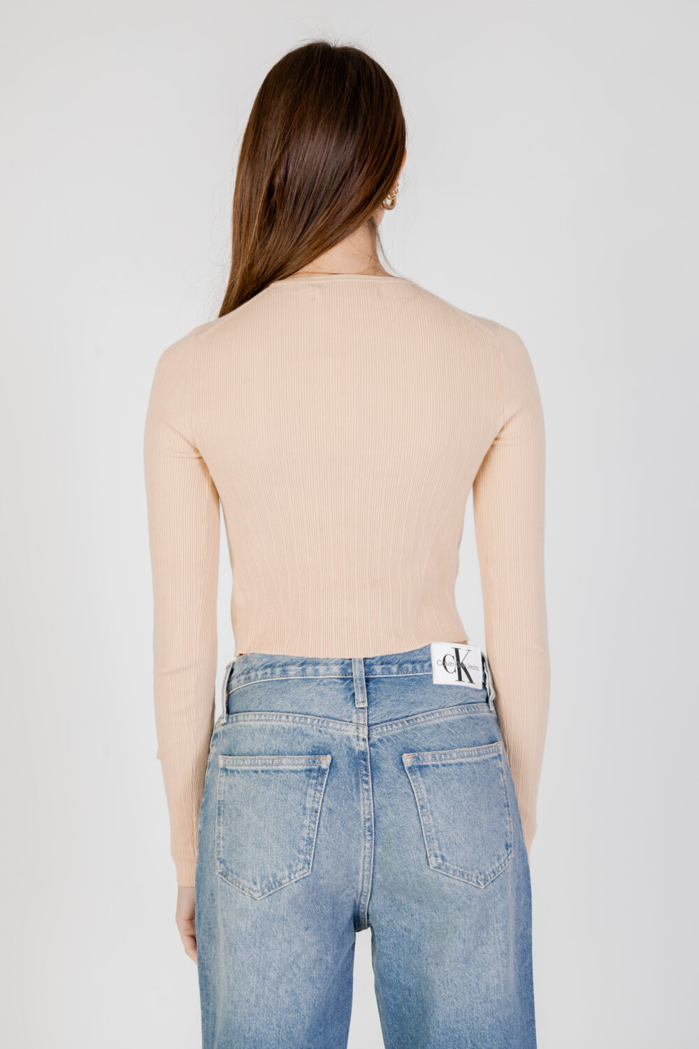 Maglia Calvin Klein Jeans VARIEGATED RIB EASY Beige - Foto 3