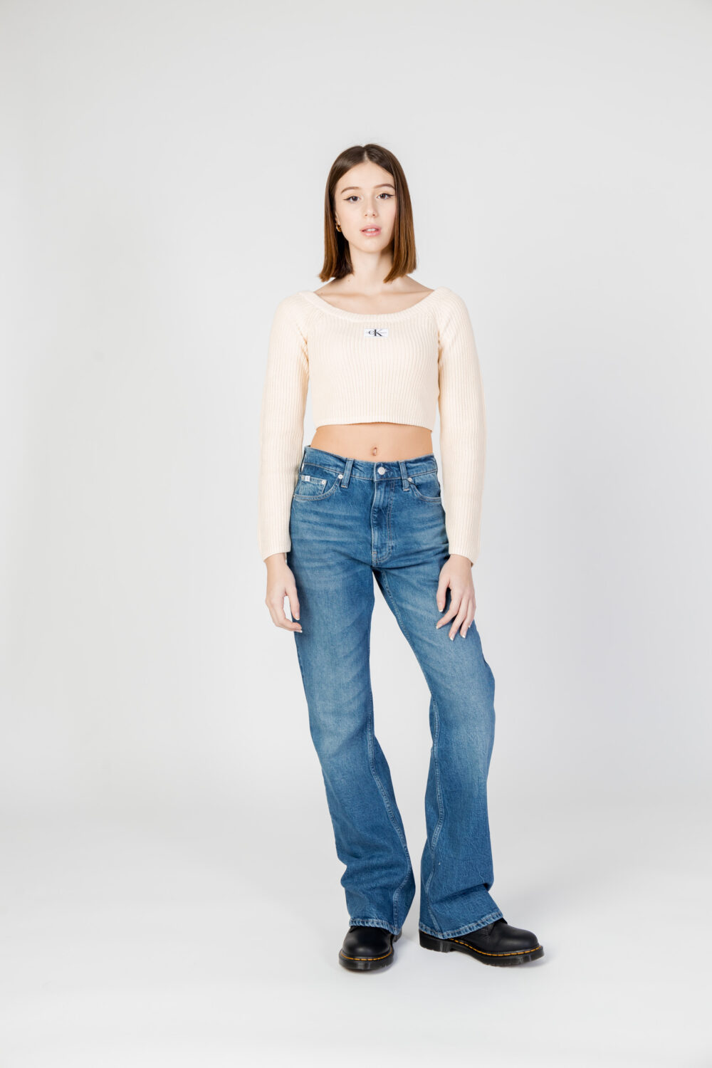 Maglione Calvin Klein Jeans WOVEN LABEL OFF Giallo - Foto 5