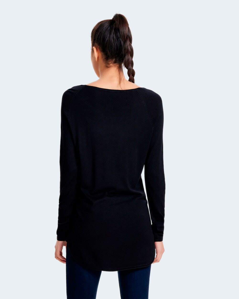 Maglia Only ONLMILA LACY L/S LONG PULLOVER KNT Nero - Foto 3