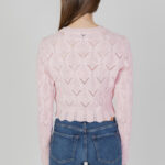 Maglione Only ONLVIVA LIFE LS CROP O-NECK CC KNT Rosa - Foto 3