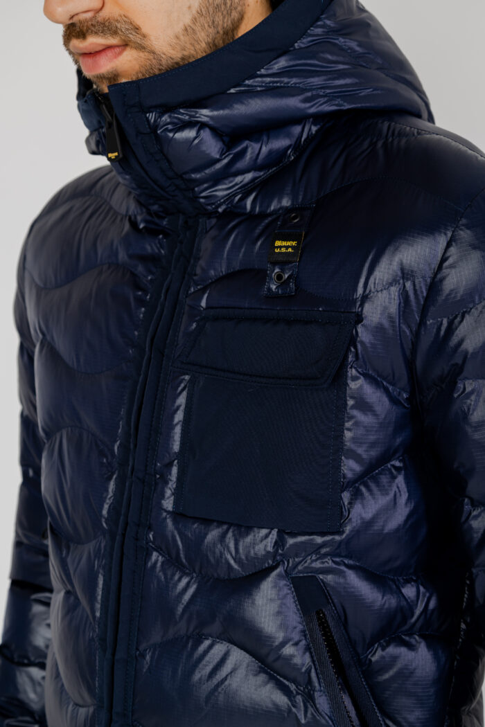 Piumini Da Uomo Parka Firmati Piumino Da Uomo Blu Ghiaccio Toppa Ricamata  Staccabile Ultimo Commercio MLND Da 38,47 €