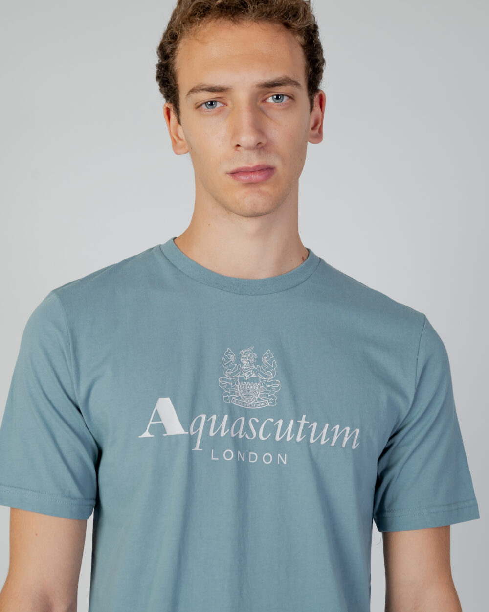 T-shirt Aquascutum ACTIVE BIG LOGO Celeste - Foto 2