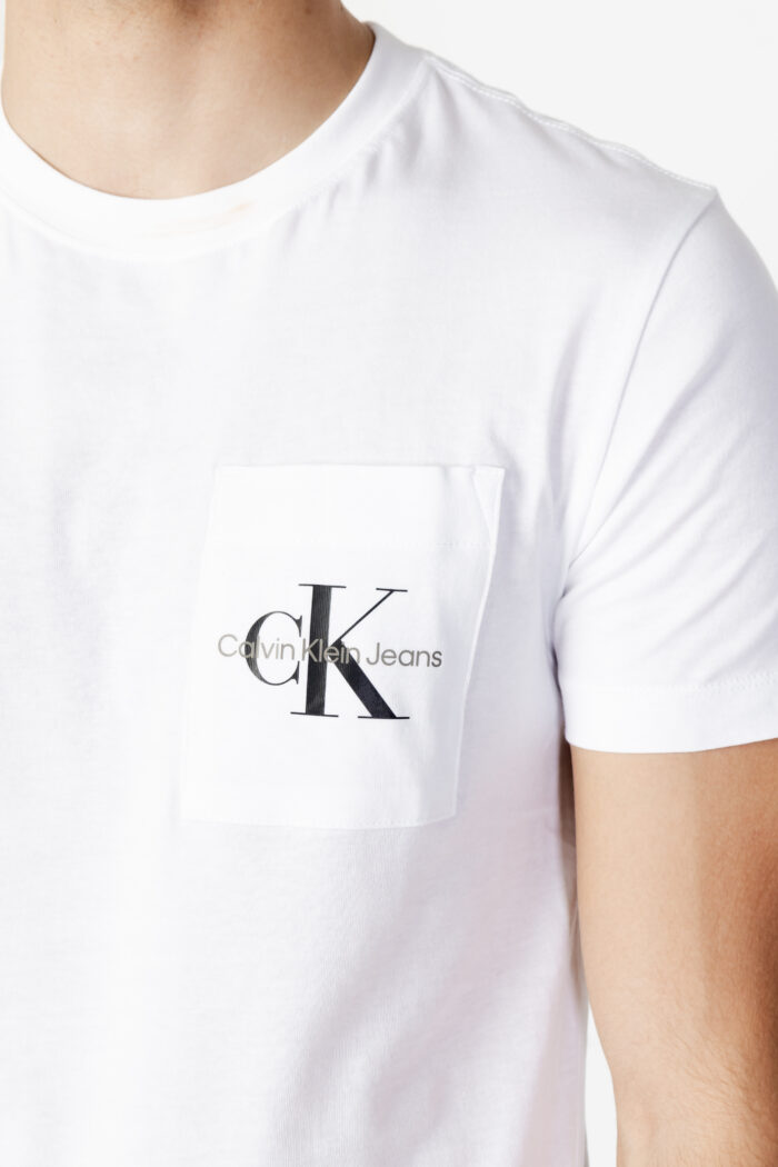 T-shirt Calvin Klein CORE MONOLOGO POCKET SLIM TEE Bianco