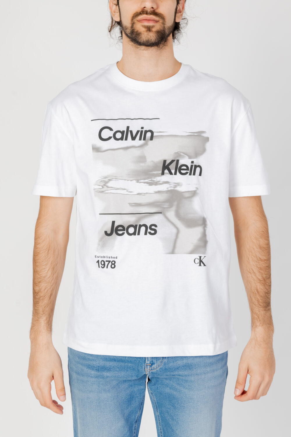 T-shirt Calvin Klein Jeans DIFFUSED LOGO Bianco - Foto 5