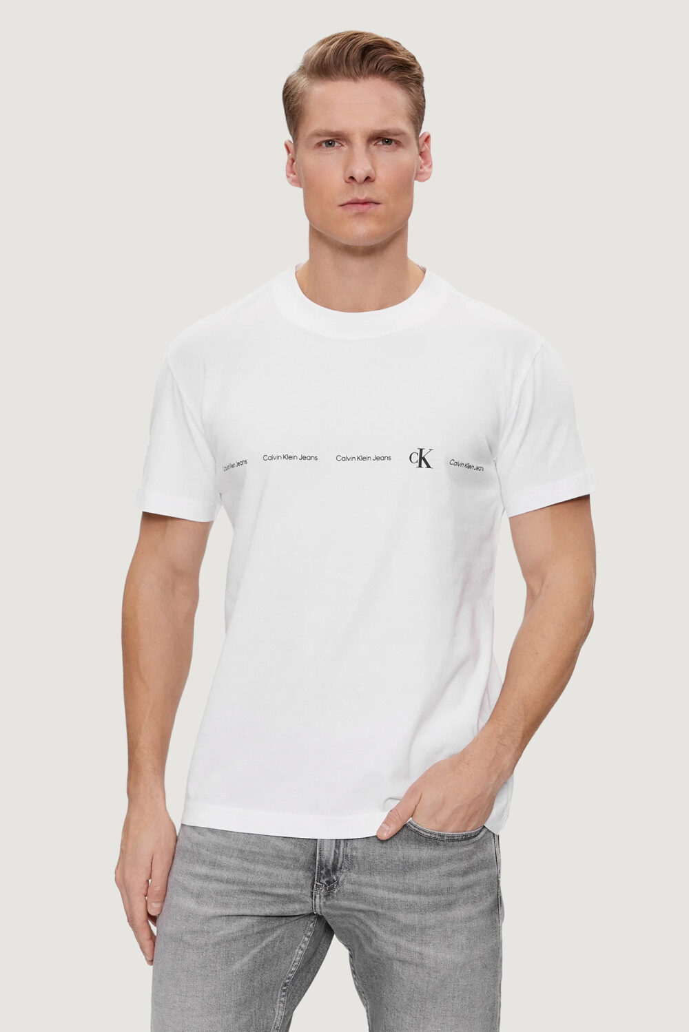 T-shirt Calvin Klein Jeans LOGO REPEAT Bianco - Foto 1
