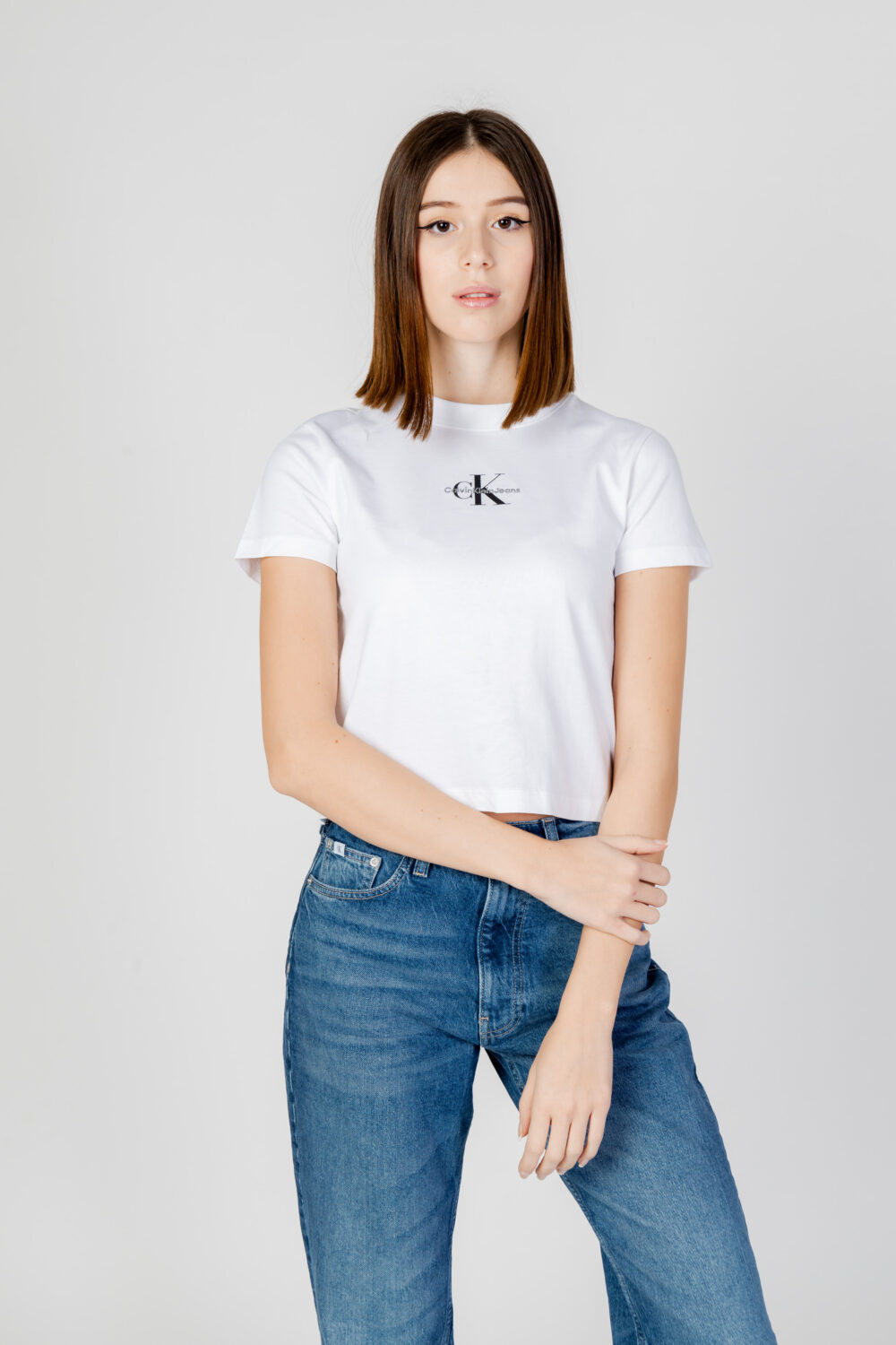 T-shirt Calvin Klein Jeans MONOLOGO BABY Bianco - Foto 1