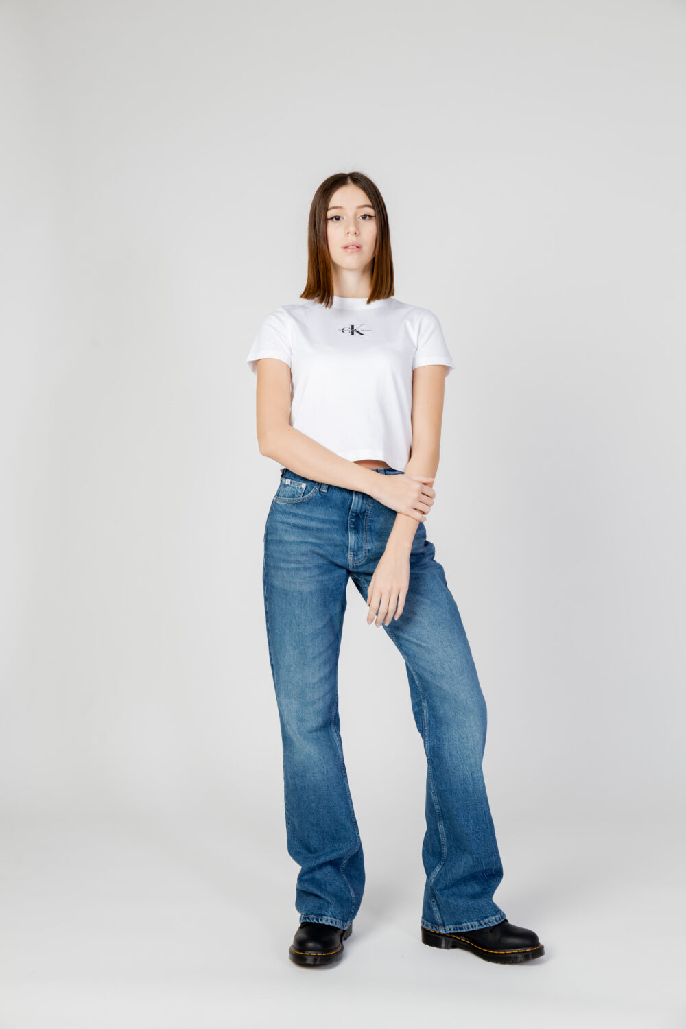 T-shirt Calvin Klein Jeans MONOLOGO BABY Bianco - Foto 4