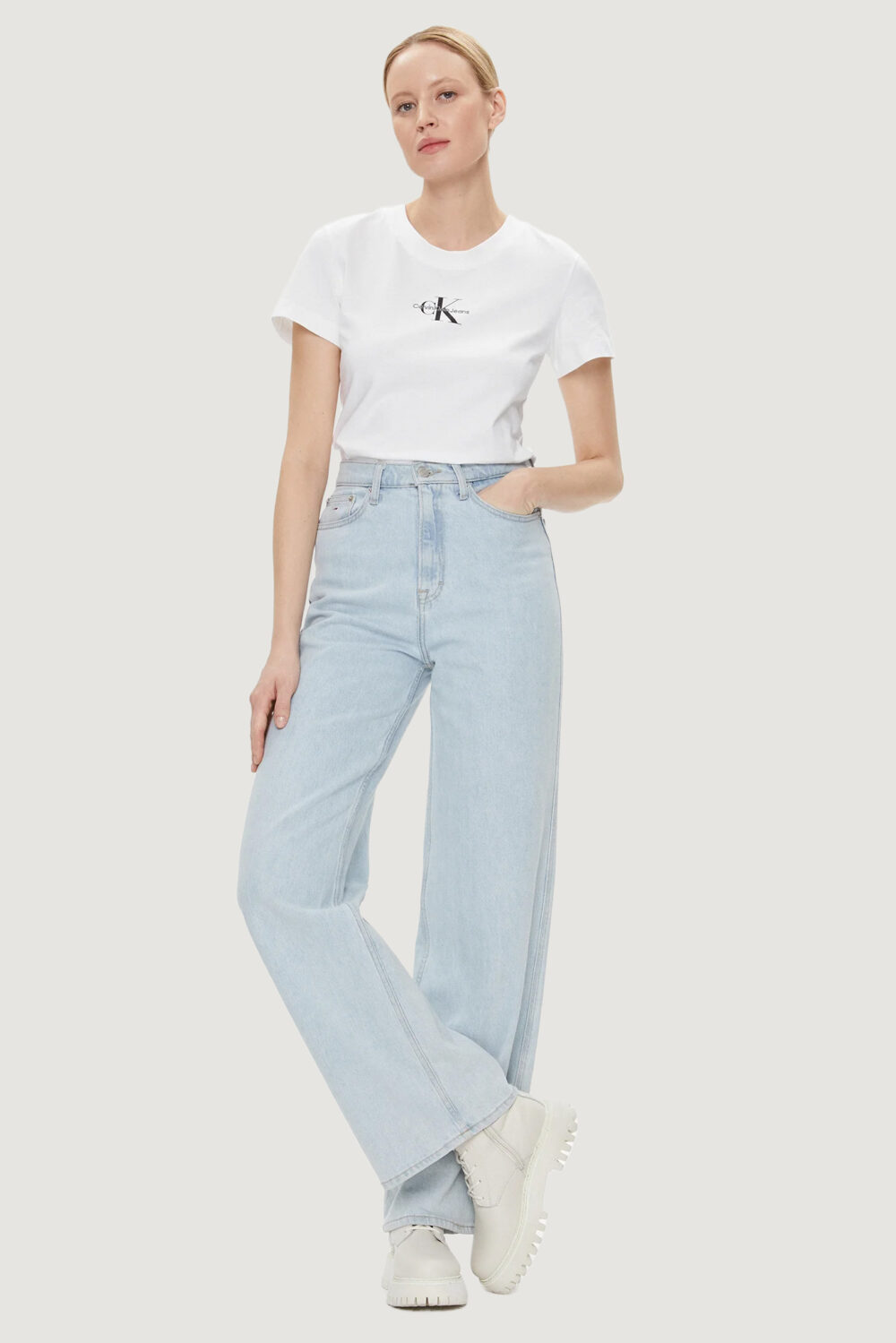 T-shirt Calvin Klein Jeans MONOLOGO Bianco - Foto 5