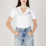 T-shirt Calvin Klein Jeans MONOLOGO SLIM V-NECK Bianco - Foto 1