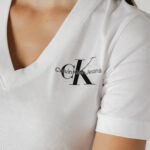T-shirt Calvin Klein Jeans MONOLOGO SLIM V-NECK Bianco - Foto 2