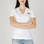 T-shirt Calvin Klein Jeans MONOLOGO SLIM V-NECK Bianco - Foto 3