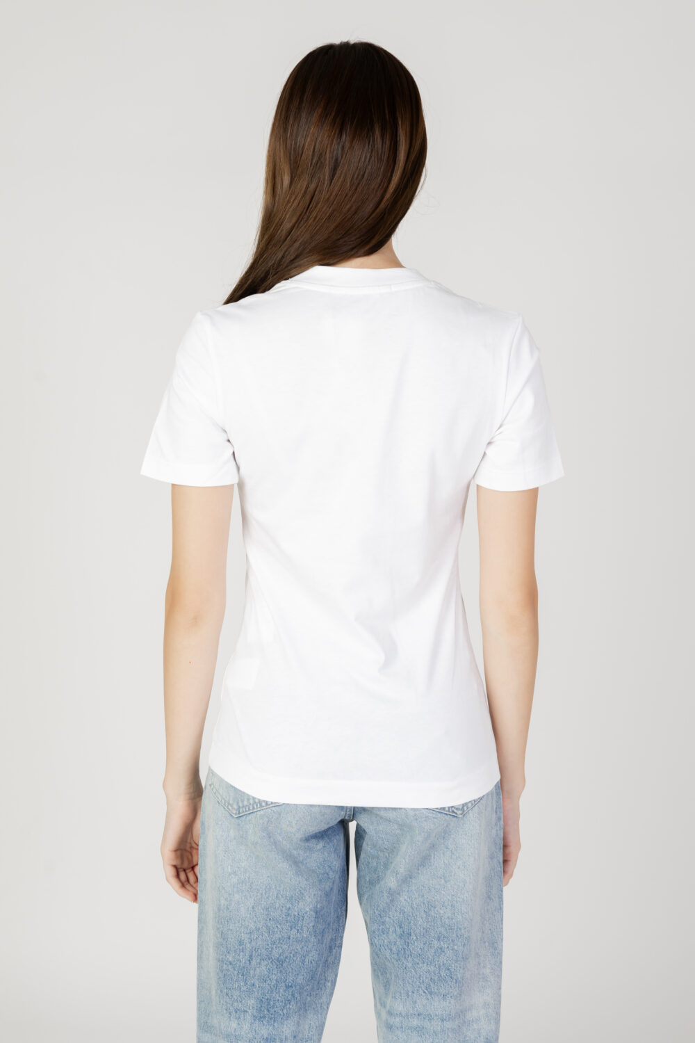 T-shirt Calvin Klein Jeans MONOLOGO SLIM V-NECK Bianco - Foto 4