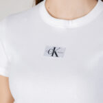 T-shirt Calvin Klein Jeans WOVEN LABEL RIB Bianco - Foto 2