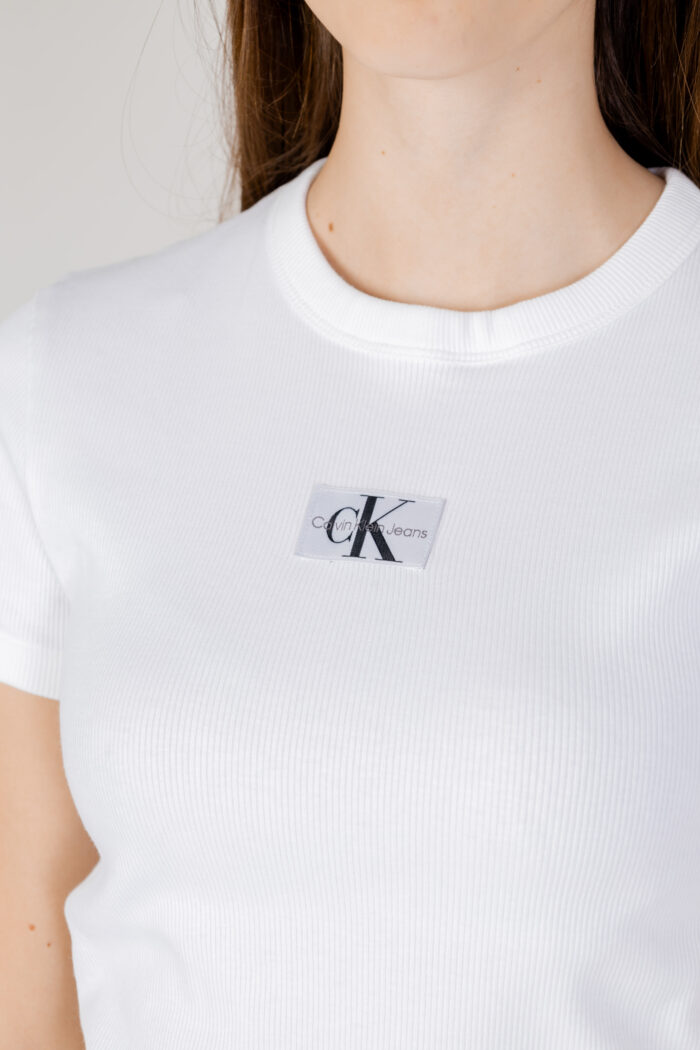 T-shirt Calvin Klein WOVEN LABEL RIB Bianco