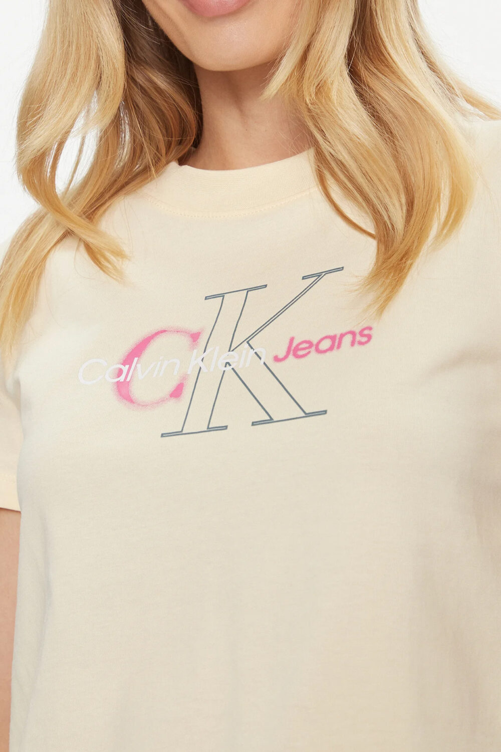 T-shirt Calvin Klein Jeans BOLD MONOLOGO BABY Crema - Foto 2
