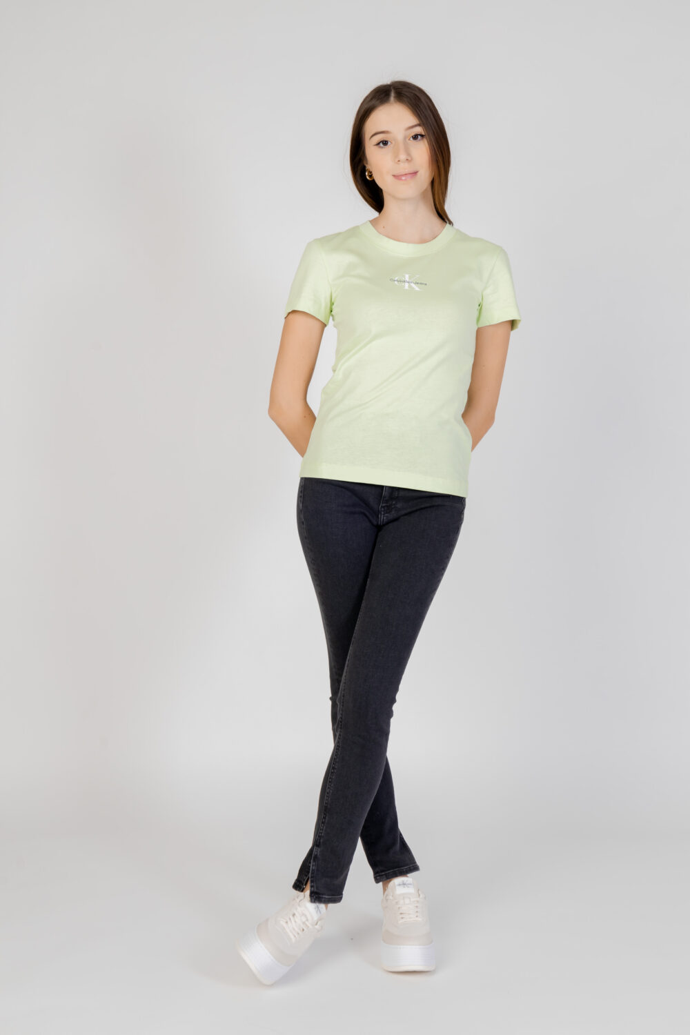 T-shirt Calvin Klein Jeans MONOLOGO Menta - Foto 3