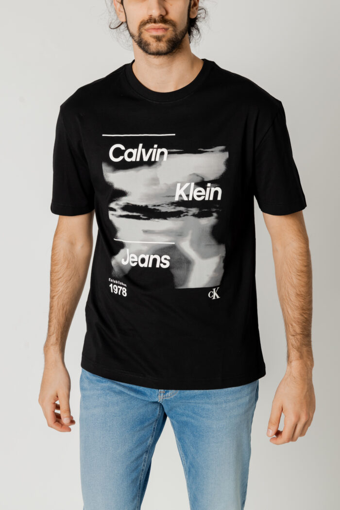 T-shirt Calvin Klein DIFFUSED LOGO Nero