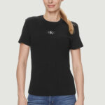 T-shirt Calvin Klein Jeans WOVEN LABEL RIB Nero - Foto 1
