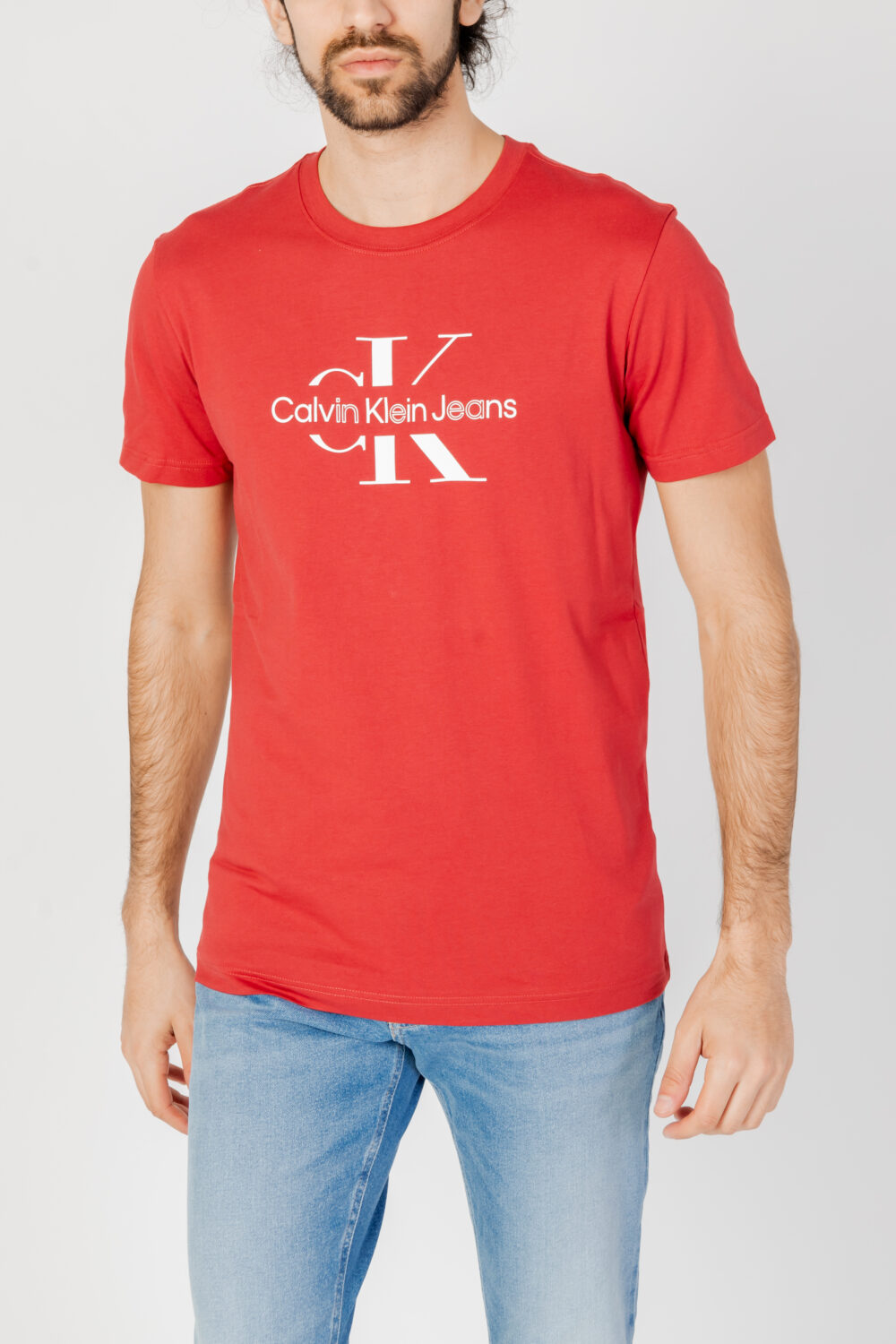 T-shirt Calvin Klein Jeans DISRUPTED OUTLINE Rosso - Foto 1
