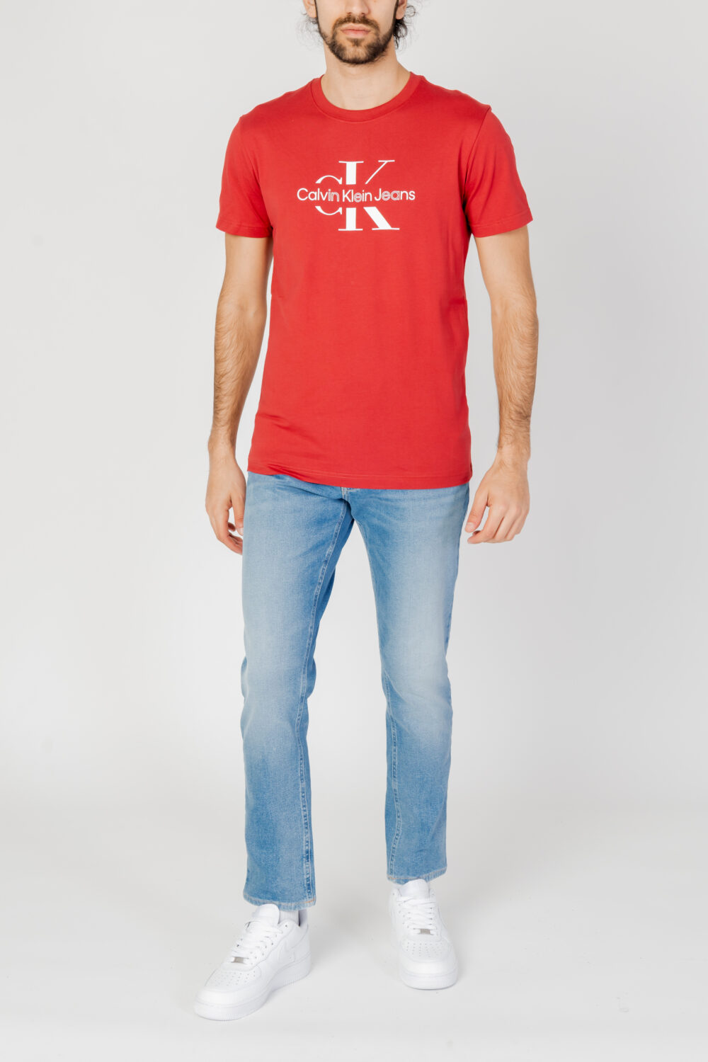 T-shirt Calvin Klein Jeans DISRUPTED OUTLINE Rosso - Foto 4