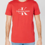 T-shirt Calvin Klein Jeans DISRUPTED OUTLINE Rosso - Foto 5