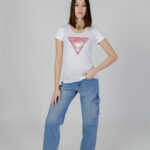 T-shirt Guess RN SATIN TRIANGLE Bianco - Foto 4