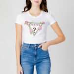 T-shirt Guess SS RN FLORAL TRIANGLE Bianco - Foto 1