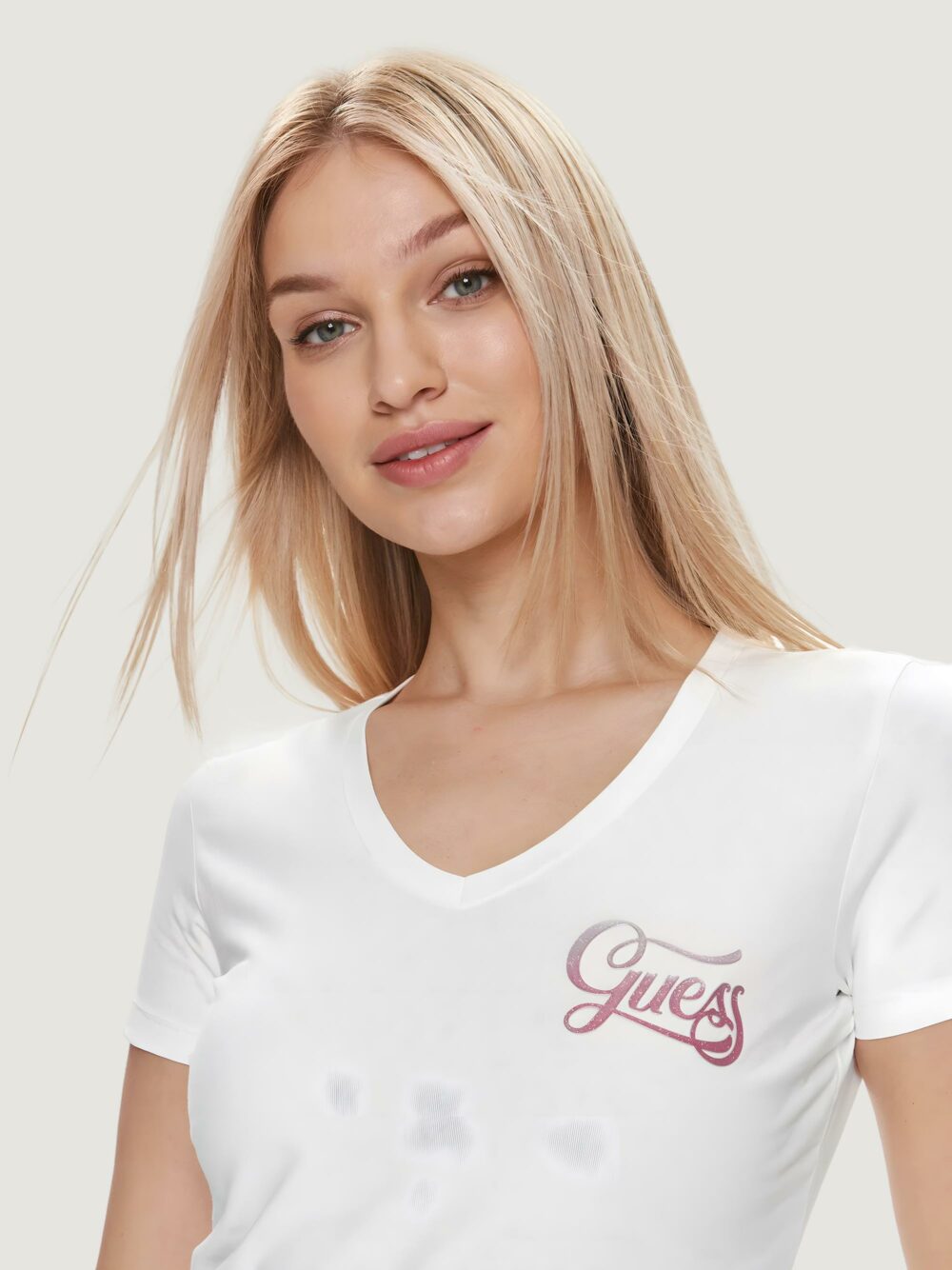 T-shirt Guess SS VN SHADED GLITTER Bianco - Foto 2