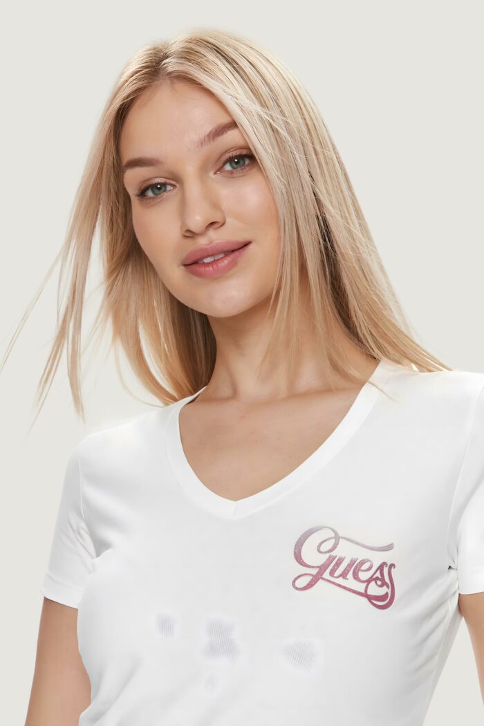 T-shirt Guess SS VN SHADED GLITTER Bianco