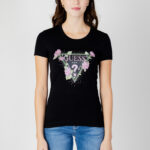 T-shirt Guess SS RN FLORAL TRIANGLE Nero - Foto 4