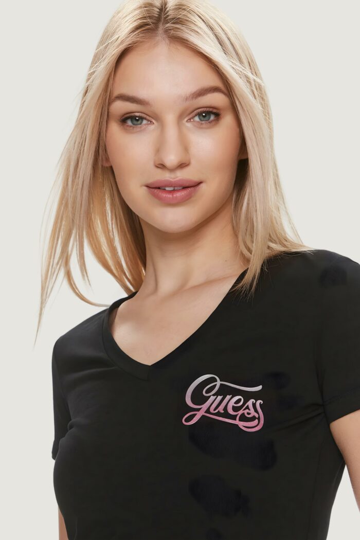 T-shirt Guess SS VN SHADED GLITTER Nero