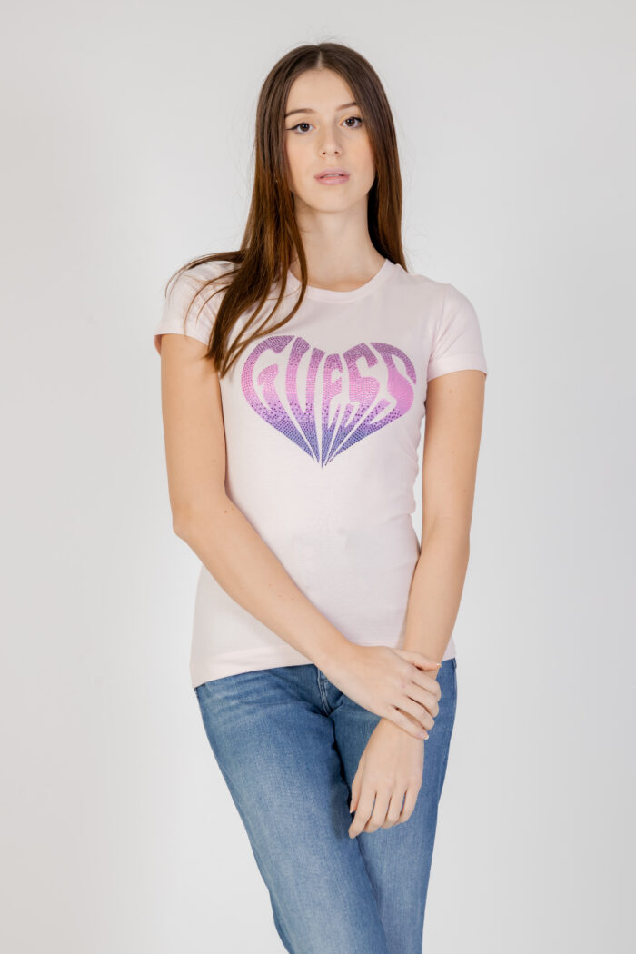 T-shirt Guess SS CN HEART Rosa