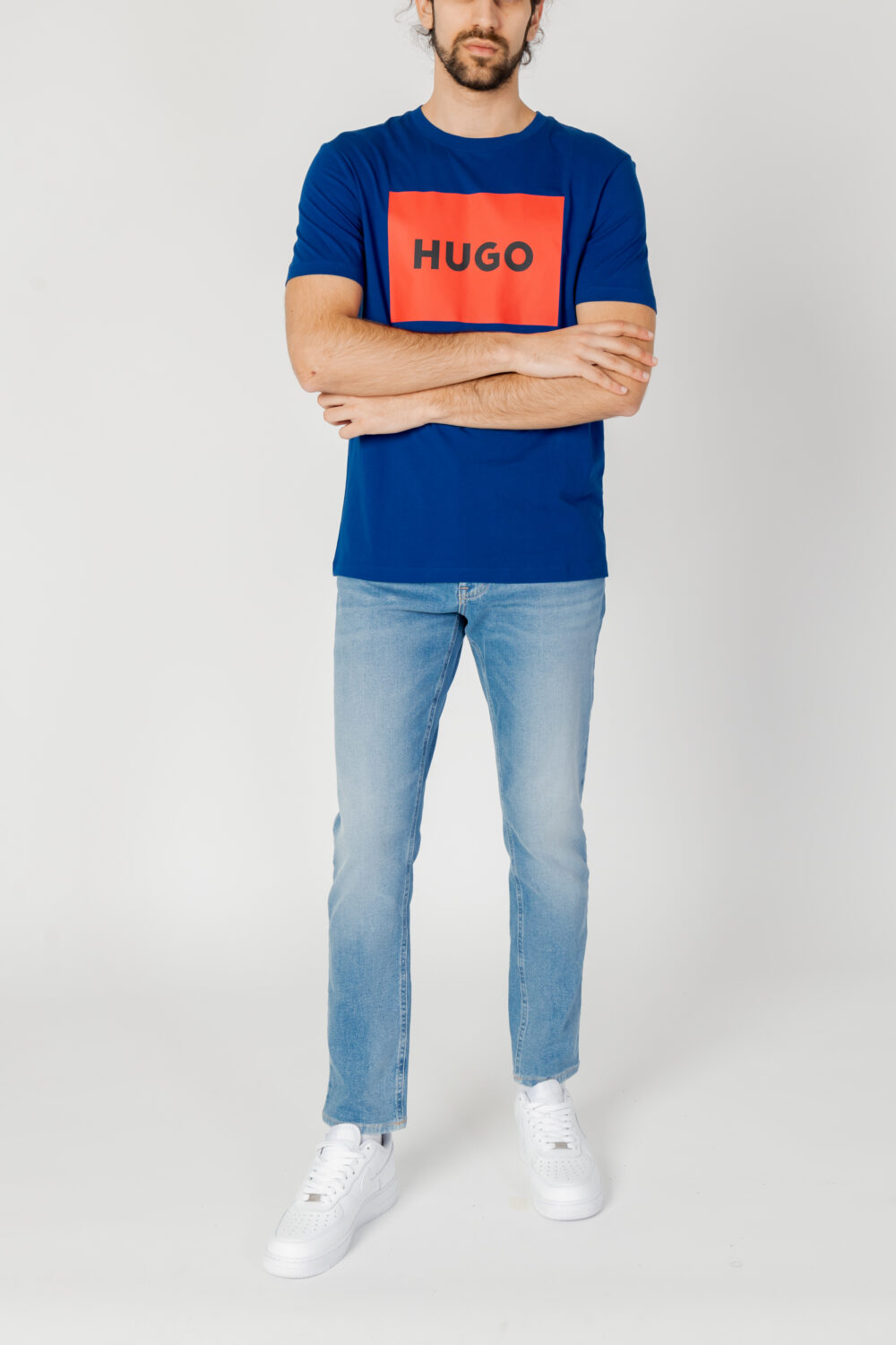 T-shirt Hugo JERSEY DULIVE222 Blu - Foto 4