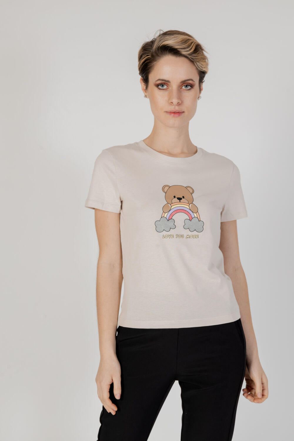 T-shirt Only Onlkimmi Fitted S/S Bear Box Jrs Beige - Foto 1