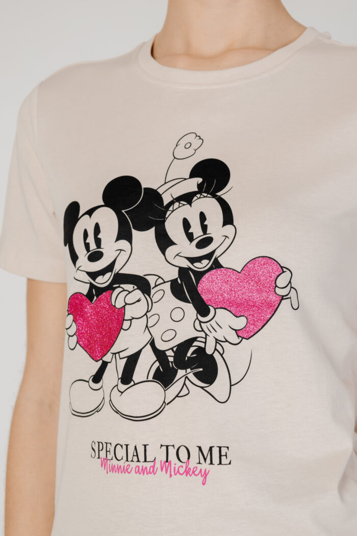 T-shirt Only Onlmickey Life Reg S/S Valentine Jrs Beige chiaro