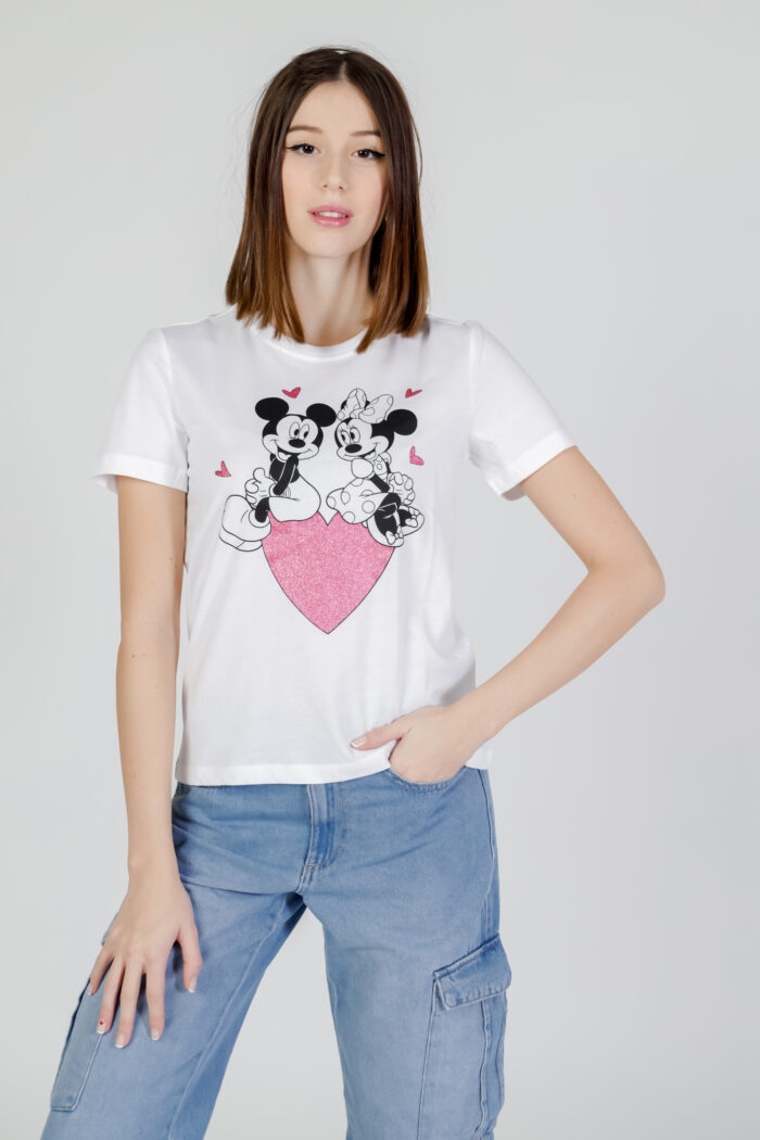 T-shirt Only Onlmickey Life Reg S/S Valentine Jrs Bianco
