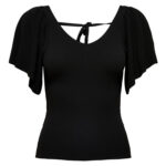 T-shirt Only ONLLEELO S/S BACK PULLOVER KNT NOOS Nero - Foto 4