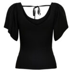 T-shirt Only ONLLEELO S/S BACK PULLOVER KNT NOOS Nero - Foto 5
