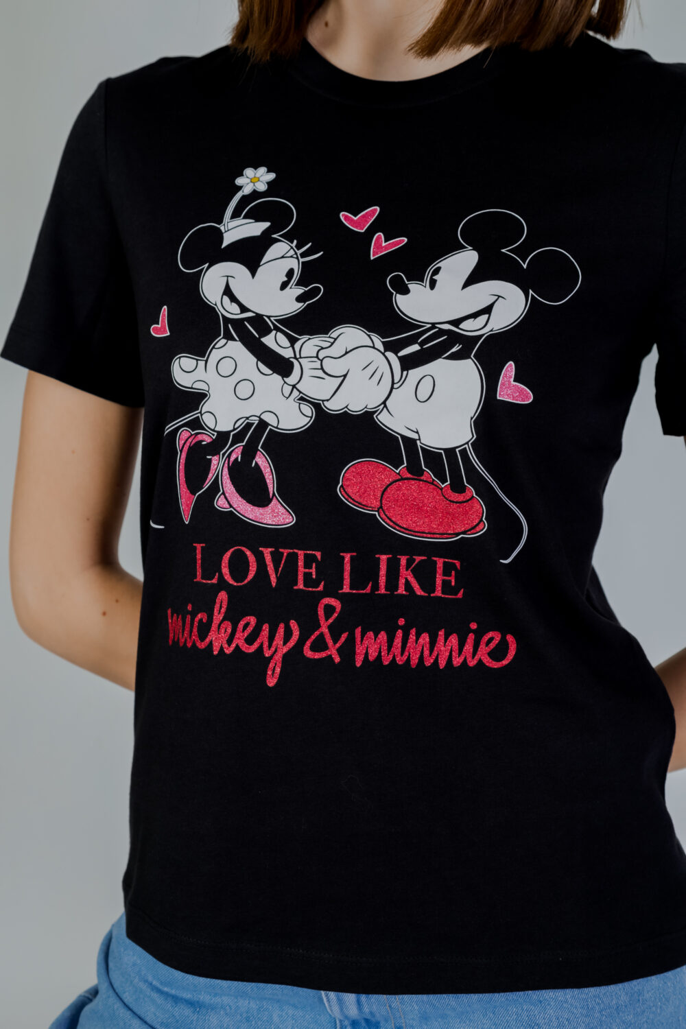 T-shirt Only Onlmickey Life Reg S/S Valentine Jrs Nero - Foto 2