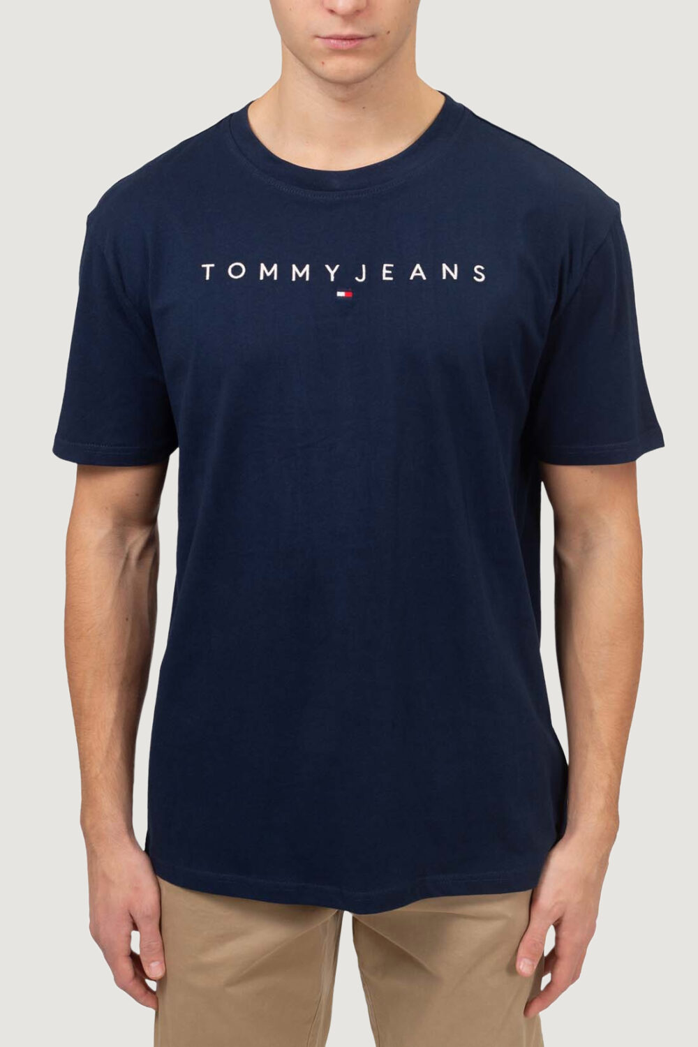 T-shirt Tommy Hilfiger Jeans REG LINEAR LOGO Blu - Foto 1