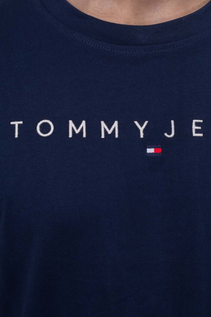 T-shirt Tommy Hilfiger REG LINEAR LOGO Blu