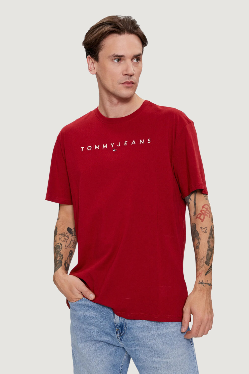 T-shirt Tommy Hilfiger Jeans REG LINEAR LOGO Bordeaux - Foto 1